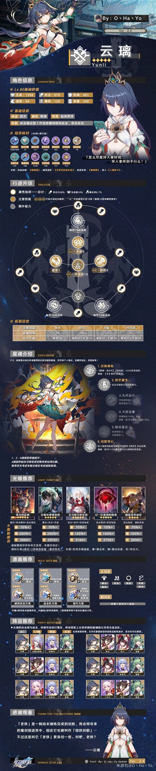 《崩坏星穹铁道》2.4上半UP角色培养一图流
