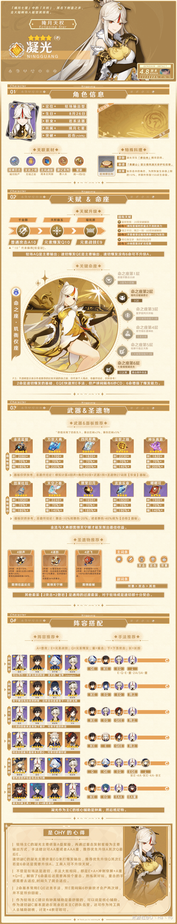 原神4.8版本凝光养成一图流 凝光武器圣遗物及配队推荐