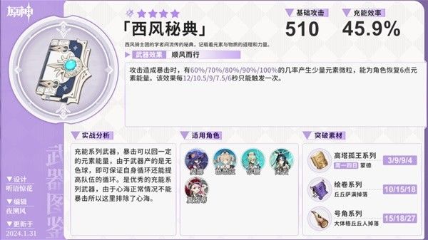 《原神》4.7希格雯与芙宁娜适用武器强势推荐