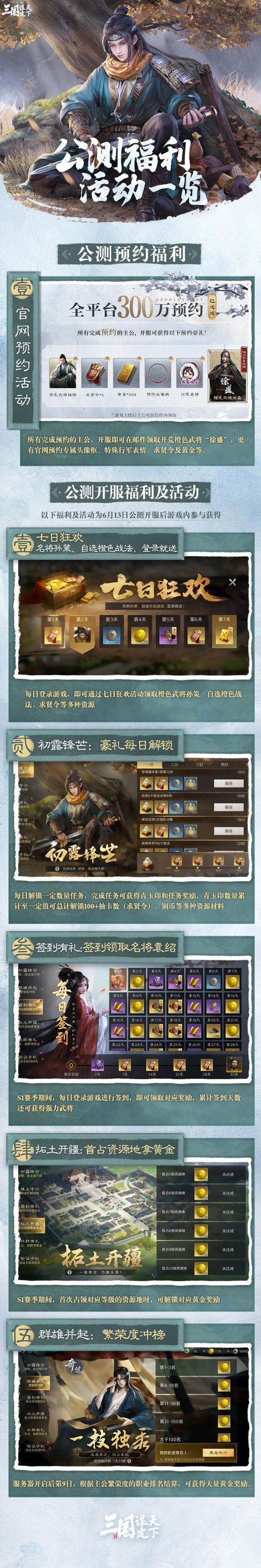 三国谋定天下公测福利活动一览