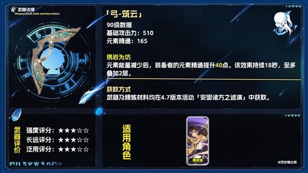 原神4.7活动武器筑云强度分析